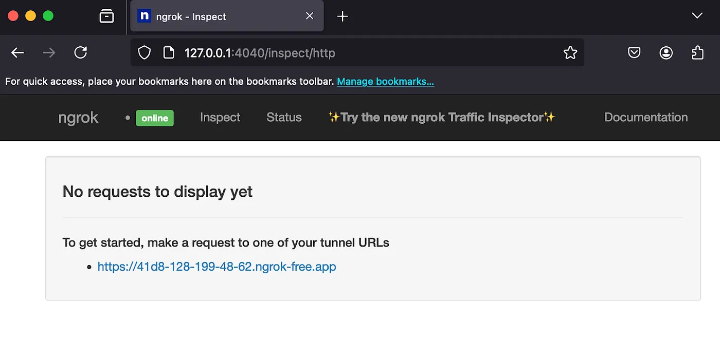 Ngrok web interface showing HTTP traffic inspection