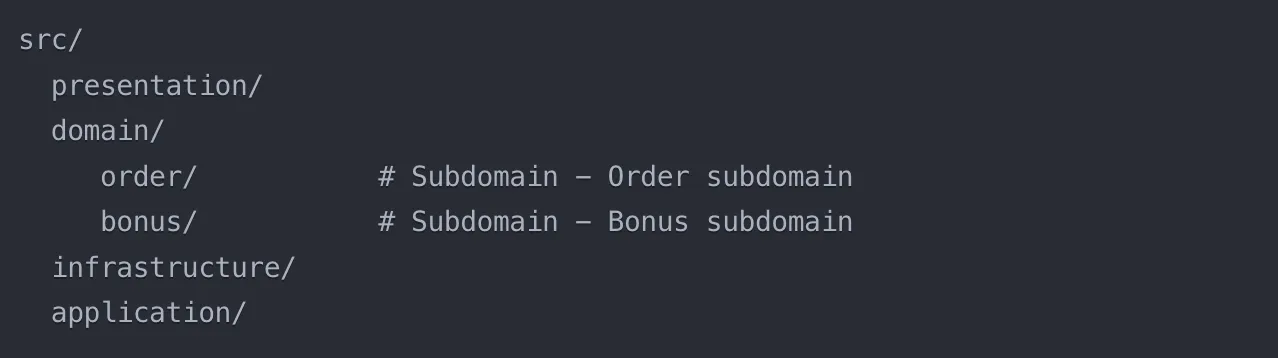 Approach 3: Layers with subdomains inside Domain for microservices
