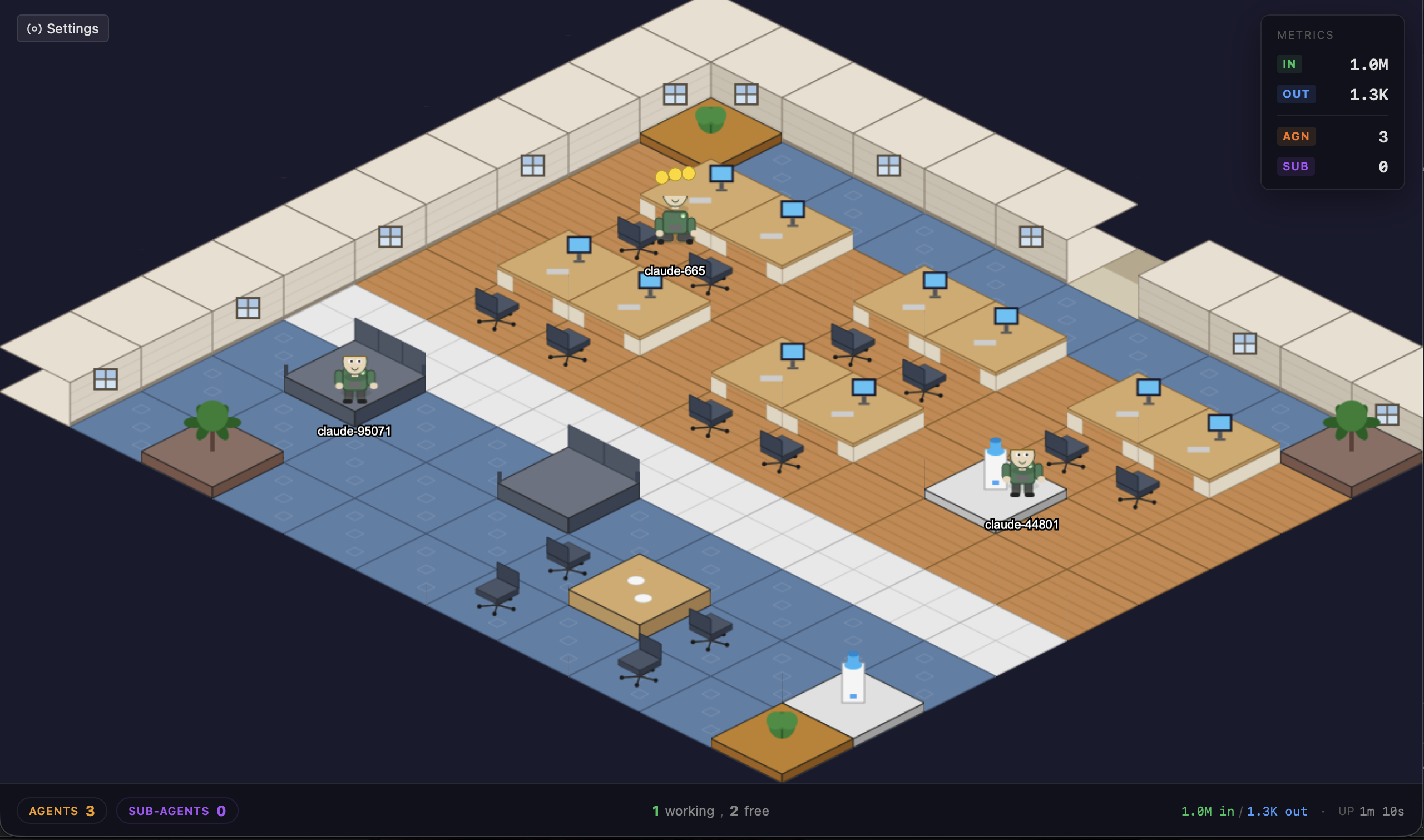 Office with multiple AI agents
